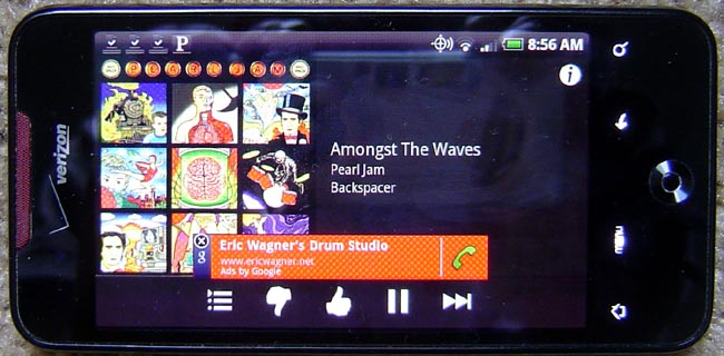 HTC incredible Android phone with Pandora App