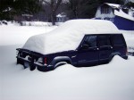 1997 Jeep Cherokee in early April snowstorm