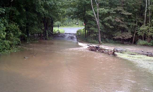 Creek overflows roadway, Ulster County, NY, Tropical Storm Irene, August 28, 2011