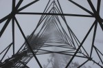 300 foot self supporting communications tower in fog