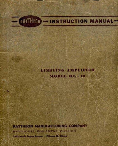 Raytheon RL10 limiting amplifier manual cover