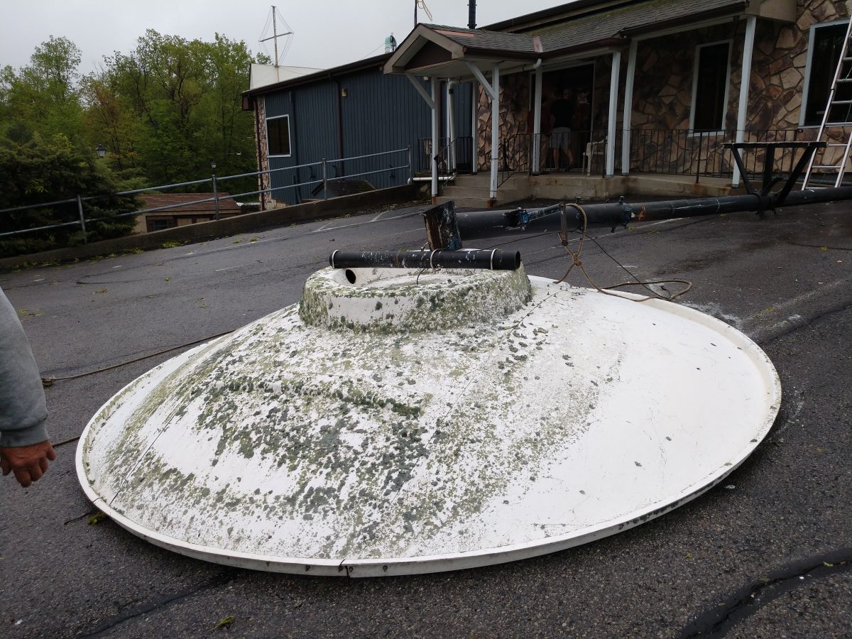 Comtech dish on the ground