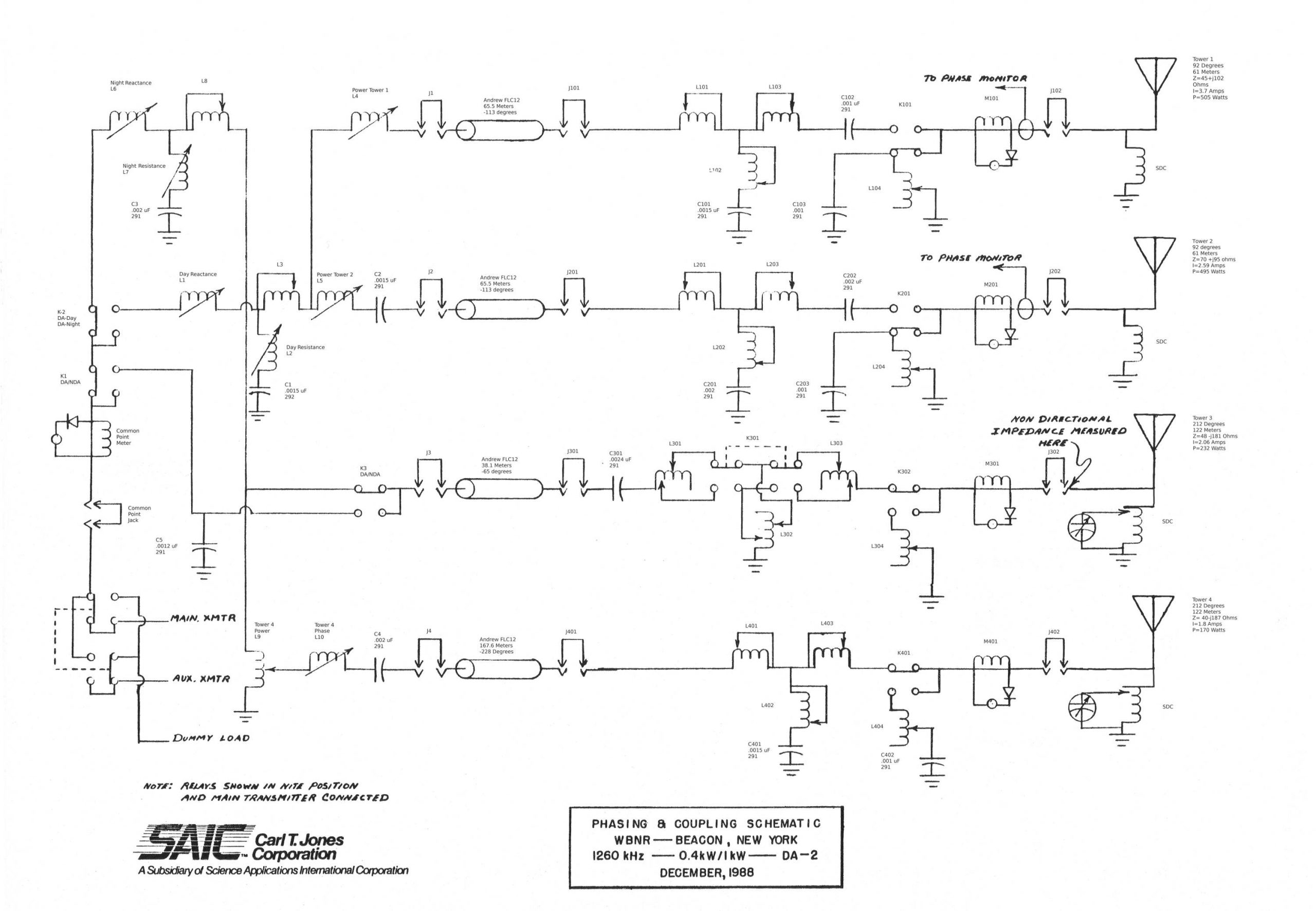 Schematic diagram WBNR day/night antenna systems